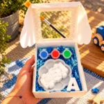 Кутийка LumiArt Mini+ с гипсова количка, буква, бои и четка